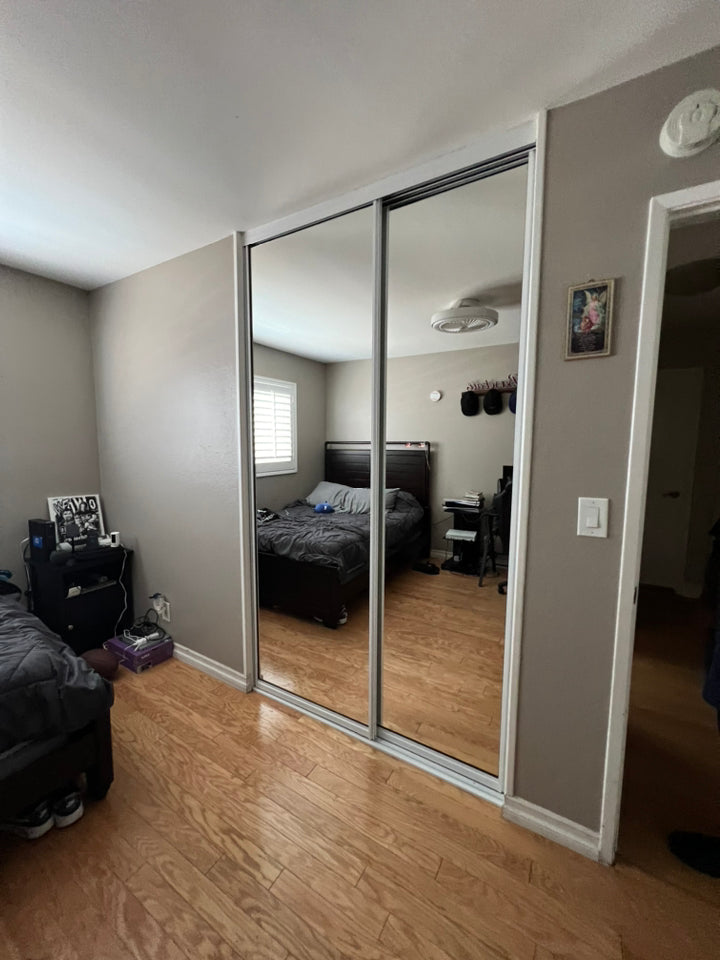 White Sliding Mirror Closet Door Set